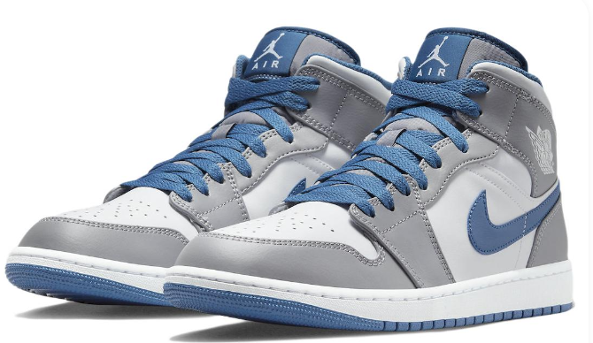 Air Jordan 1 Mid Cement Grey / True Blue