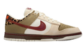Nike Dunk Low Unisex Sneakers – Beige / Olive / Burgundy with Leopard Details