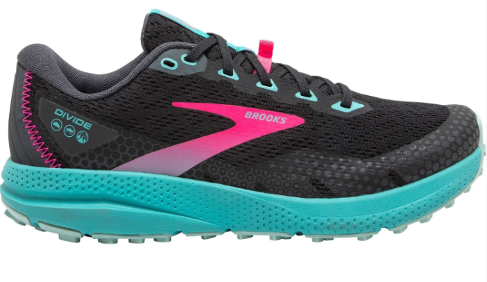 Brooks Divide 3 Women's Trail Running Shoes – Black, Teal & Pink