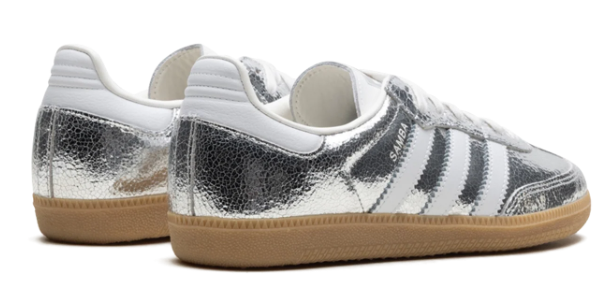 adidas Samba OG Women's Sneakers – Silver Metallic Cracked Leather (JR0035)